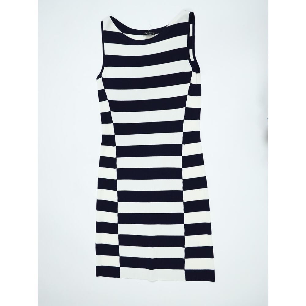 Theory Lasina Dasher Navy Ivory Nautical Stripe Knit Sheath Dress Petite Coastal - Picture 9 of 15